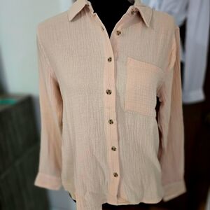 Hippie Rose, Beige gauze button blouse, sz S